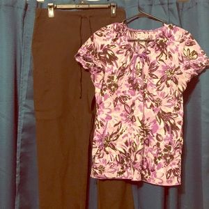 Chocolate and Purple Medium Scrub Uniform Set